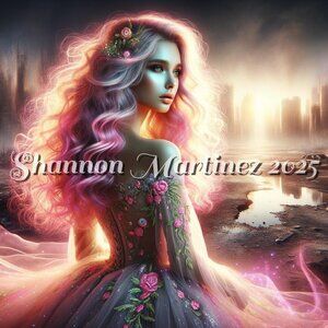 Ethereal princess with a dystopian cityscape print on canvas